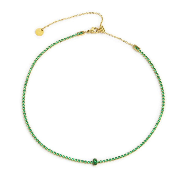 Collana tennis con zirconi e zircone centrale baguette - Gioielleria Fondente