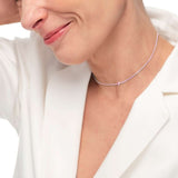 Collana tennis con zirconi e zircone centrale baguette - Gioielleria Fondente