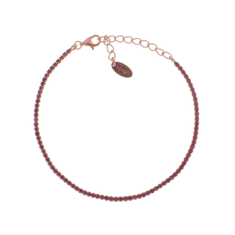 Bracciale Tennis Mania Rosé con Zirconi Rossi