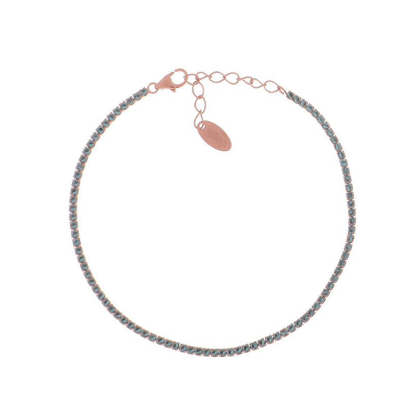 Bracciale Tennis Mania Rosé con Zirconi Acquamarina