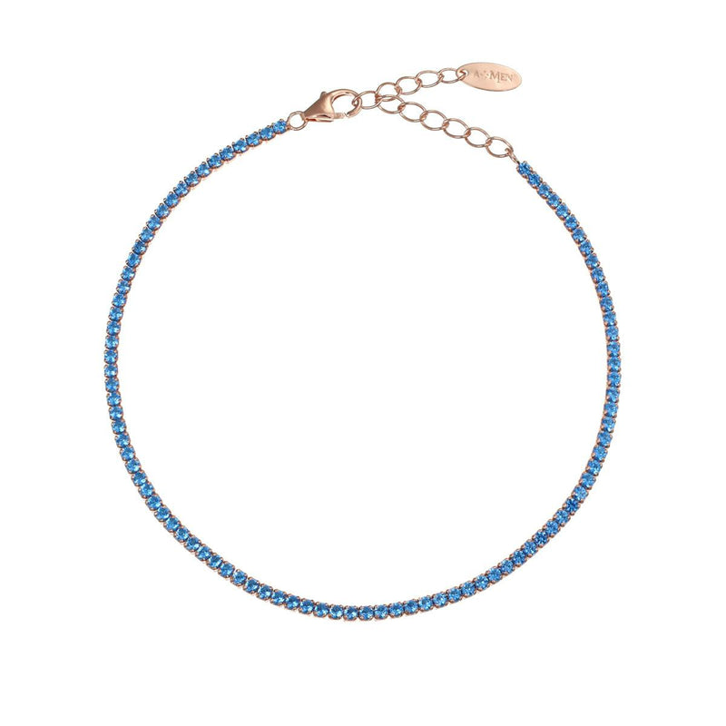 Bracciale Tennis Mania Rosé con Zirconi Azzurri