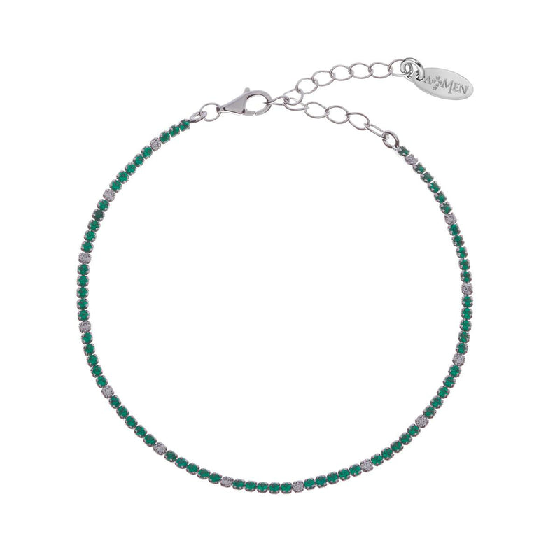 Bracciale Tennis Mania con Zirconi Verdi e Bianchi