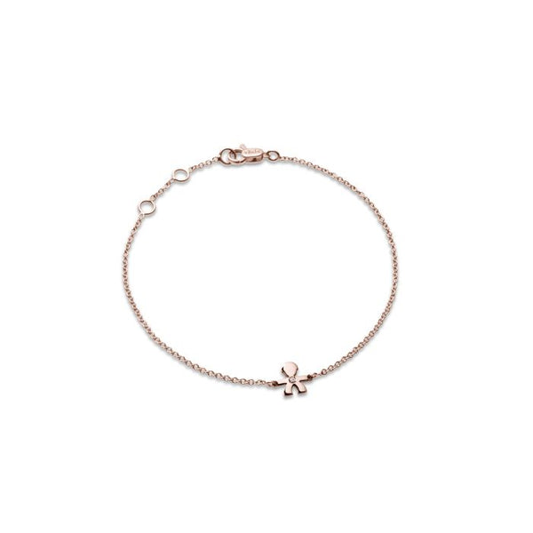 Bracciale i preziosi con sagoma bimbo in oro rosa e diamante
