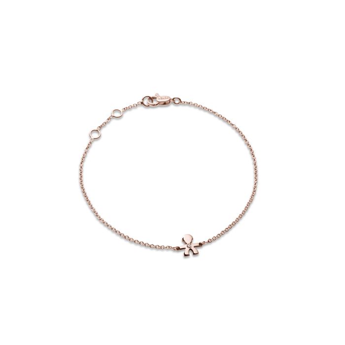 Bracciale i preziosi con sagoma bimbo in oro rosa e diamante