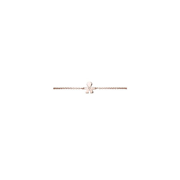 Bracciale i preziosi con sagoma bimbo in oro rosa e diamante
