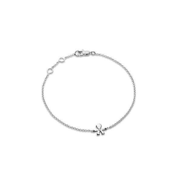Bracciale i preziosi con sagoma bimbo in oro bianco e diamante