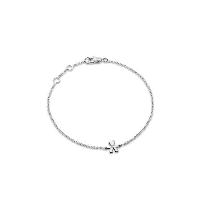 Bracciale i preziosi con sagoma bimbo in oro bianco e diamante