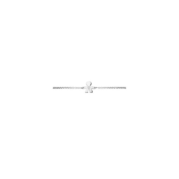 Bracciale i preziosi con sagoma bimbo in oro bianco e diamante