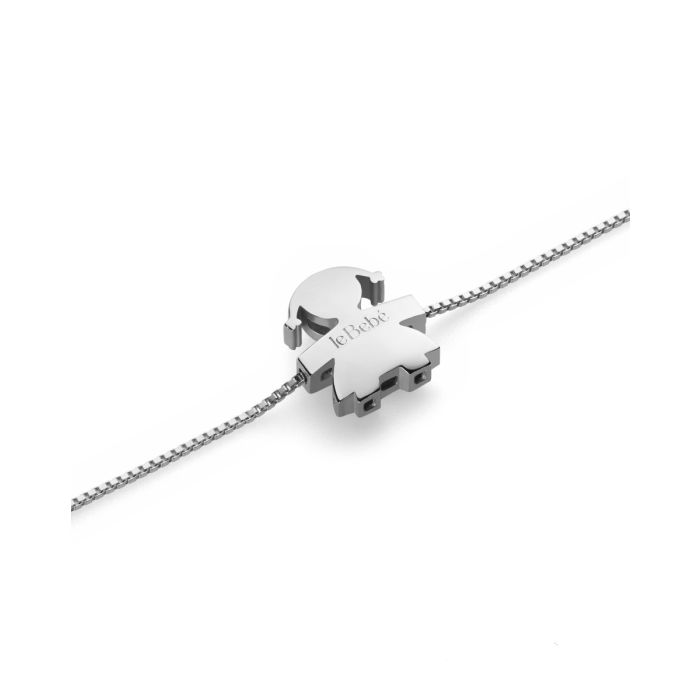 Bracciale i tesorini con sagoma bimba in oro bianco