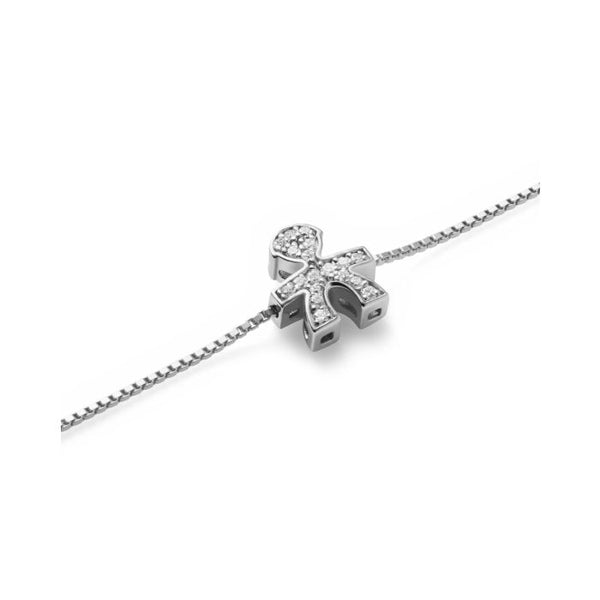 Bracciale i tesorini con sagoma bimbo in oro bianco e diamanti
