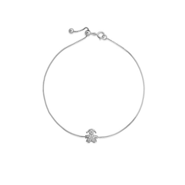 Bracciale i tesorini con sagoma bimba in oro bianco e diamanti