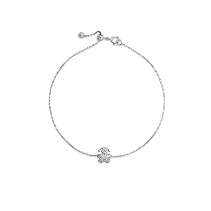 Bracciale i tesorini con sagoma bimba in oro bianco e diamanti