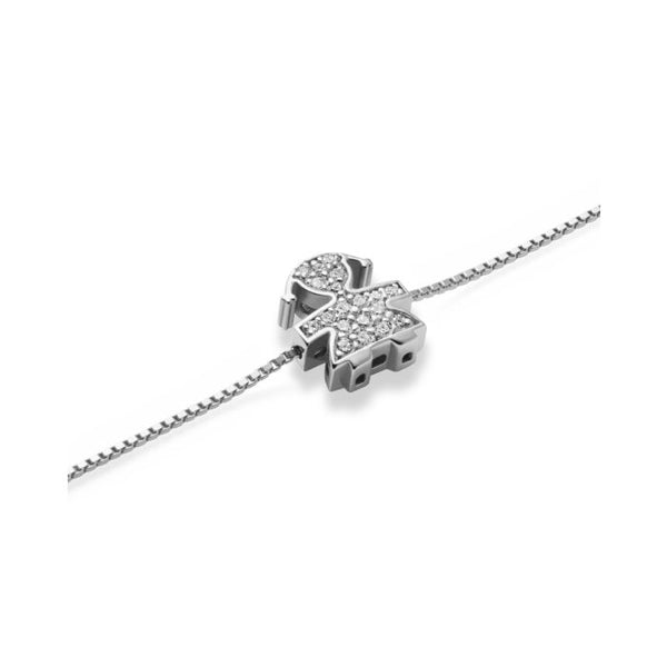 Bracciale i tesorini con sagoma bimba in oro bianco e diamanti