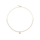 Collana sagoma bimbo con perle, oro giallo e diamante