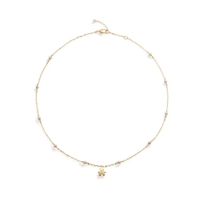 Collana le perle con sagoma bimbo in oro giallo e diamante