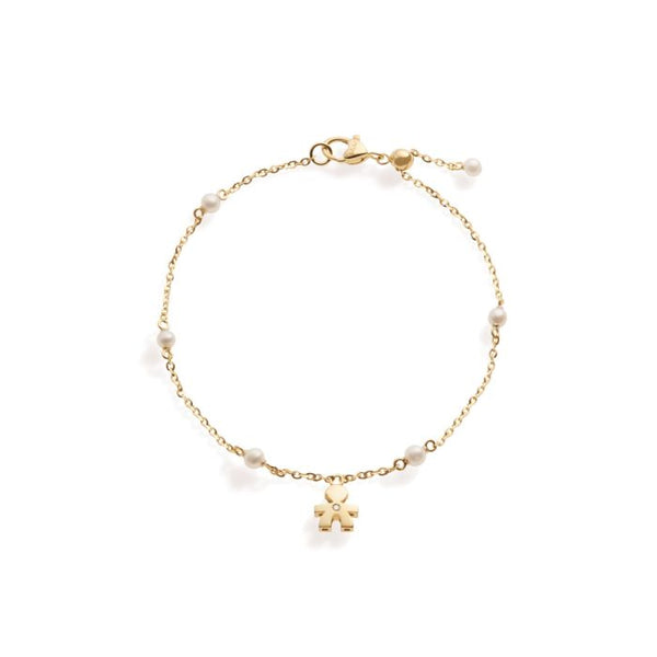 Bracciale le perle con sagoma bimbo in oro giallo e diamante