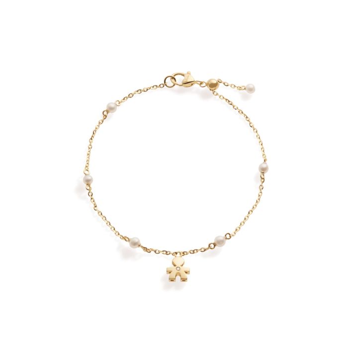 Bracciale le perle con sagoma bimbo in oro giallo e diamante