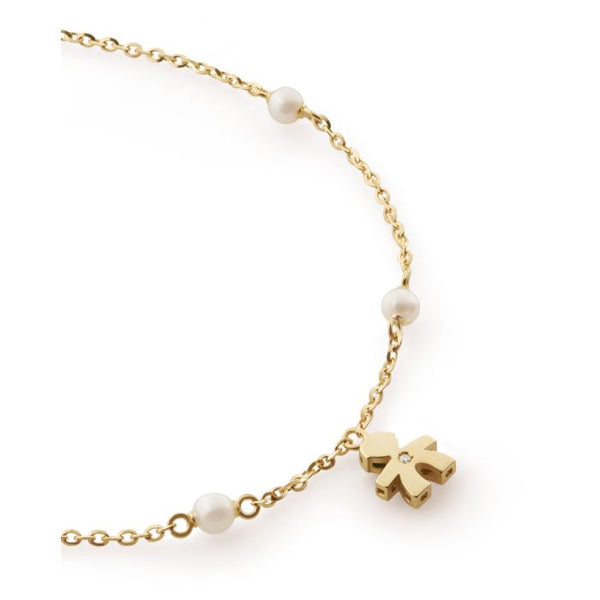 Bracciale le perle con sagoma bimbo in oro giallo e diamante