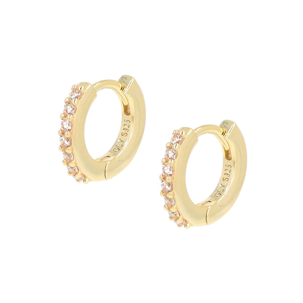 Orecchini Cerchio Dorati Tennis Mania Zirconi Champagne - Gioielleria Fondente