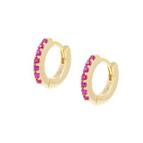 Orecchini Cerchio Dorati Tennis Mania Zirconi Fucsia - Gioielleria Fondente