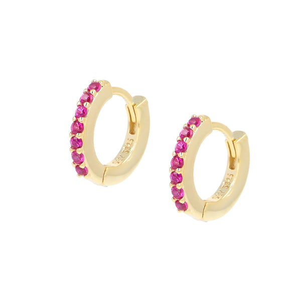 Orecchini Cerchio Dorati Tennis Mania Zirconi Fucsia - Gioielleria Fondente
