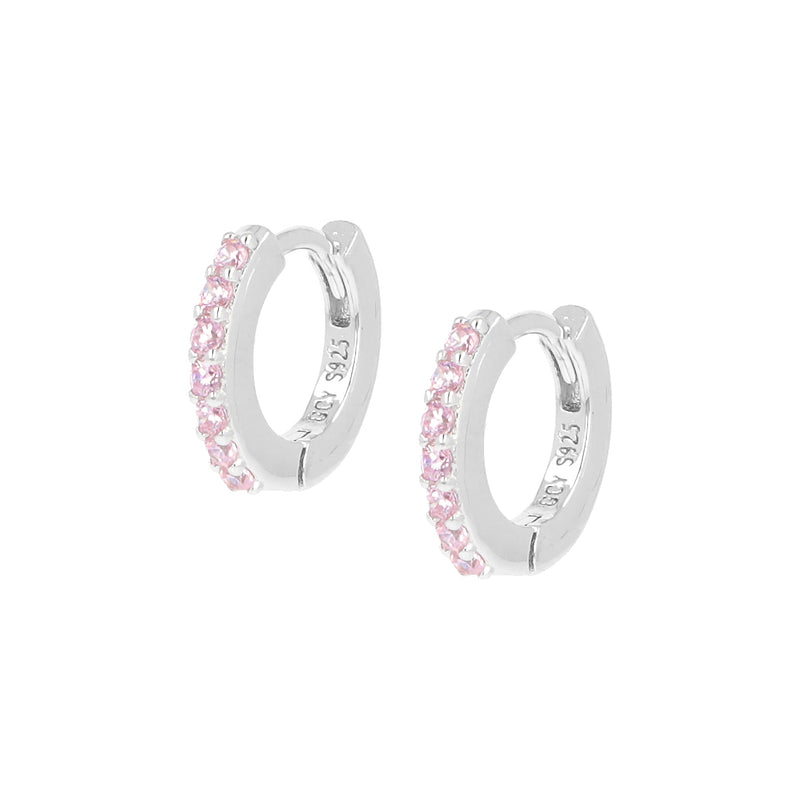 Orecchini Cerchio Tennis Mania Zirconi Rosa - Gioielleria Fondente