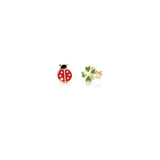 Orecchini fortuna con coccinella o e quadrifoglio in oro giallo