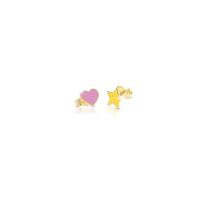 Orecchini fortuna con cuore e stella in oro giallo