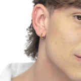 Orecchino a cerchio 1,3 cm trama con sfere