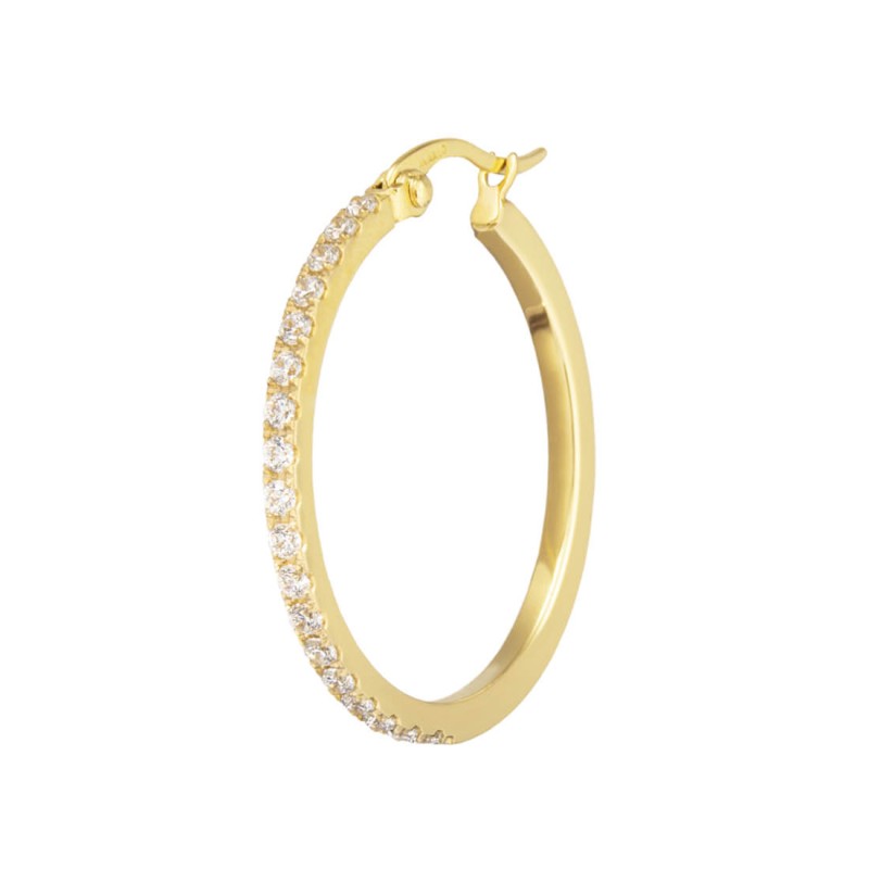 Orecchino a cerchio 28,50mm con zirconi