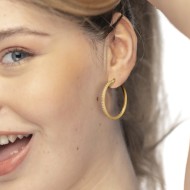 Orecchino a cerchio 32mm con zirconi