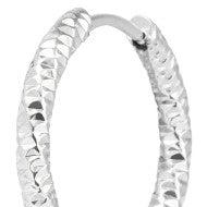 Orecchino a cerchio ritorto 2,1 cm trama diamantata