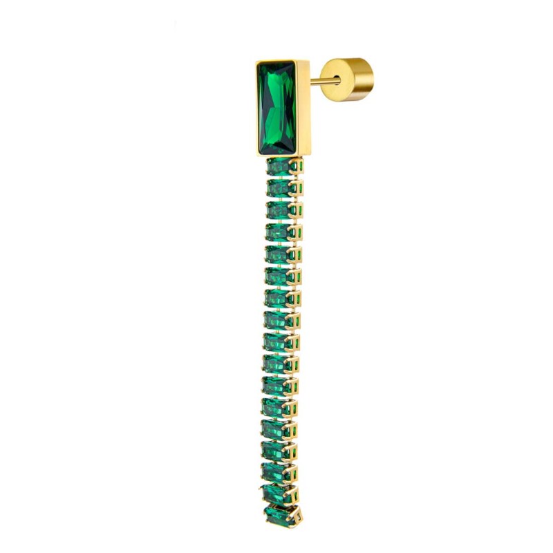 Orecchino a lobo catena tennis baguette - Gioielleria Fondente