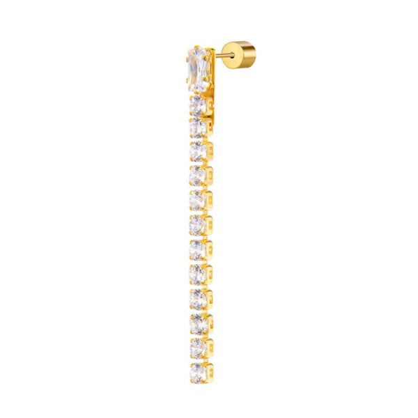 Orecchino a lobo catena tennis con zirconi baguette