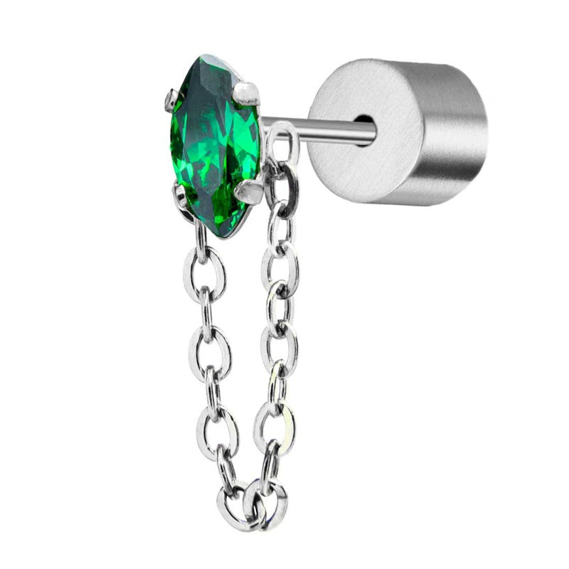 Orecchino a lobo con zircone e catena cross - Gioielleria Fondente