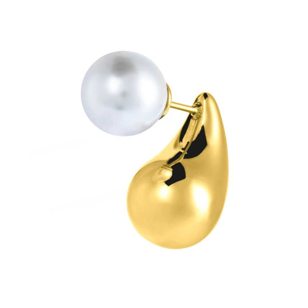 Orecchino a lobo goccia 1,8 cm con chiusura perla