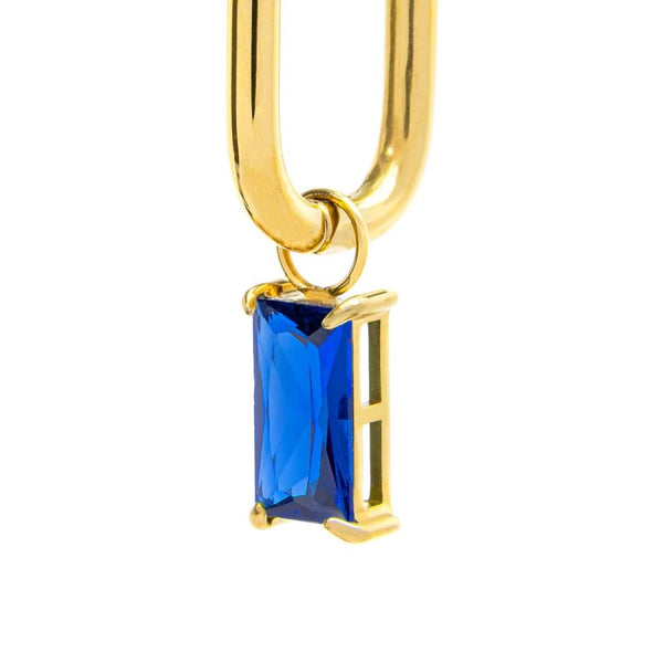 Orecchino ovale con zircone baguette - Gioielleria Fondente
