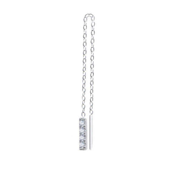 Orecchino pendente catena cutting cross e pendente con zirconi