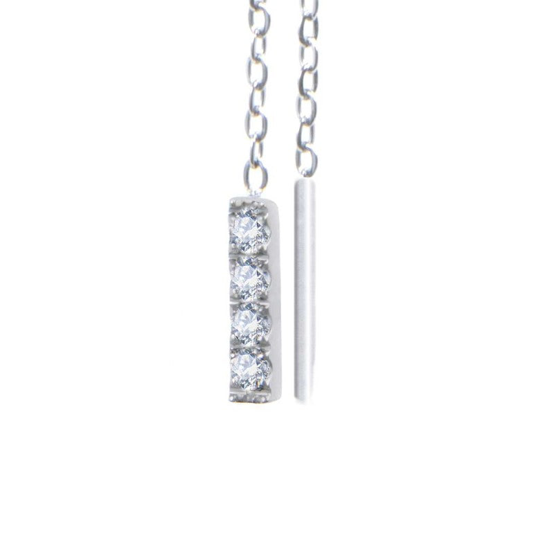 Orecchino pendente catena cutting cross e pendente con zirconi