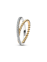 Anello Fascia Intrecciata Sfere e Pavé