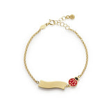 Bracciale fortuna con coccinella e targhetta in oro giallo