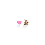 Orecchini toys con cuore e orsetto in oro giallo