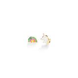 Orecchini toys con unicorno e arcobaleno in oro giallo