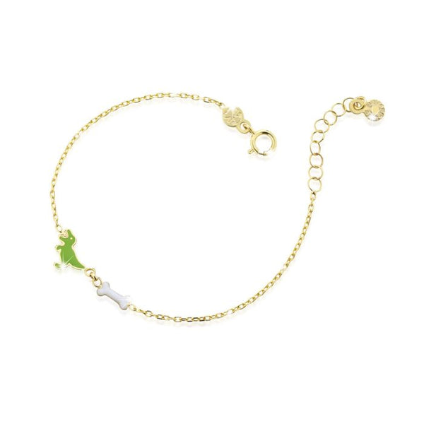 Bracciale toys con dinosauro e osso in oro giallo