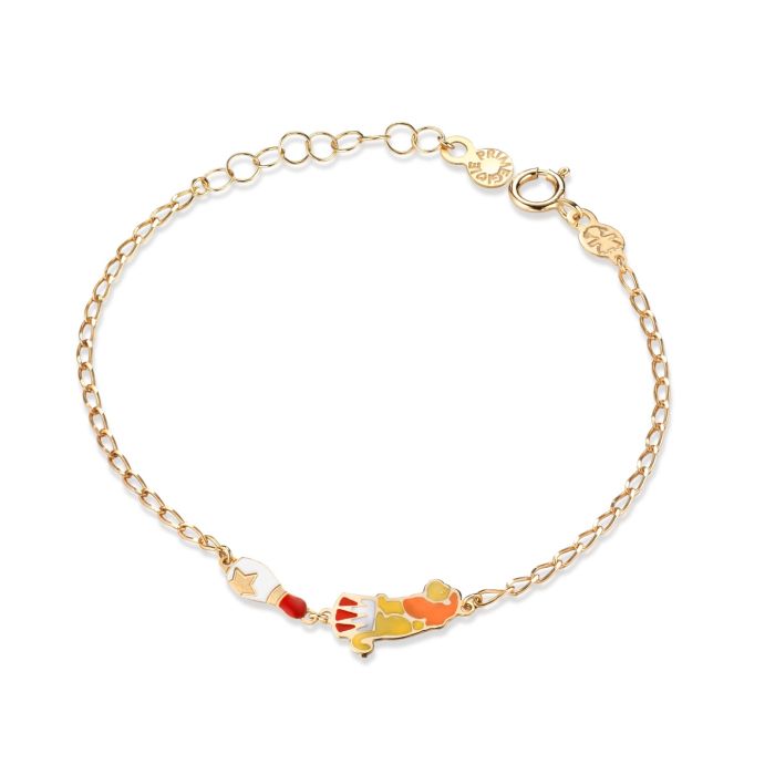 Bracciale circo con leone e birillo in oro giallo
