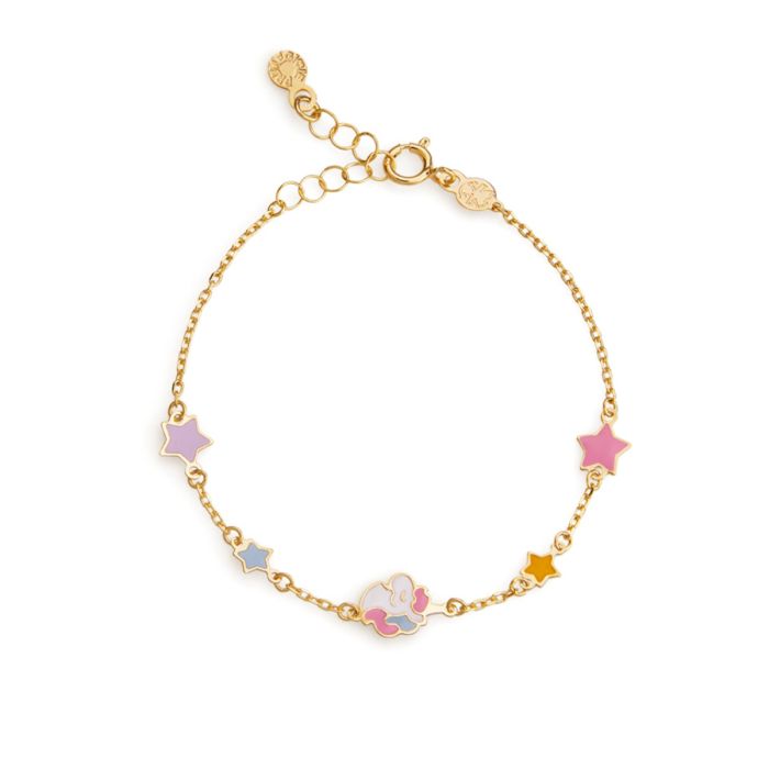 Bracciale toys in oro giallo con unicorno e stelline