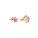 Orecchini toys in oro giallo con unicorno e stellina