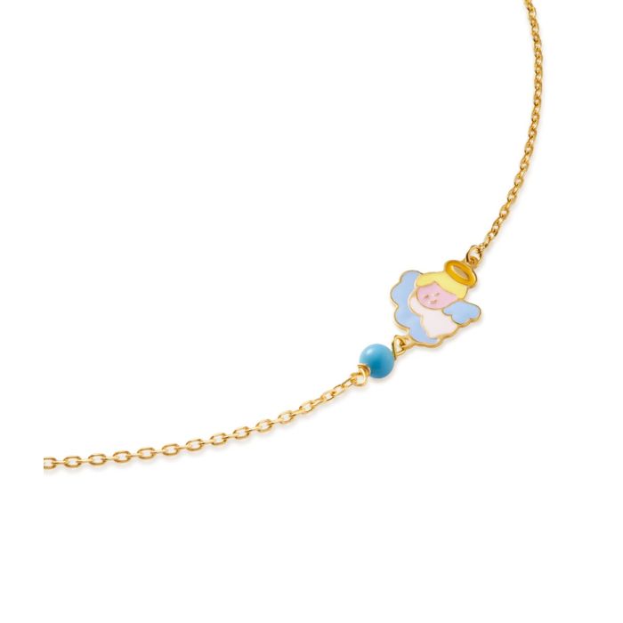Bracciale proteggimi in oro giallo con angelo e turchese