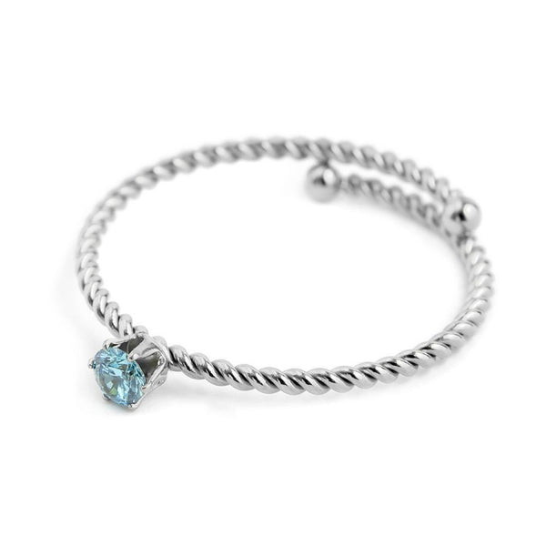 18an116a Anello con cristallo azzurro