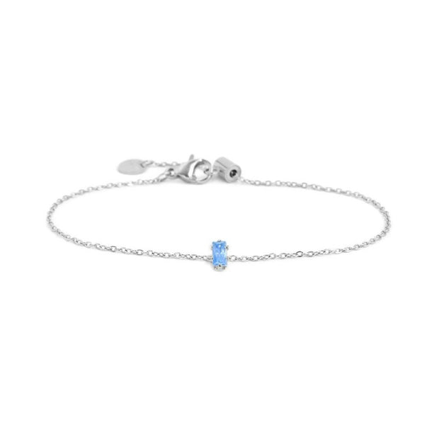 2br0100-am Bracciale con cristallo baguette colore acquamarina